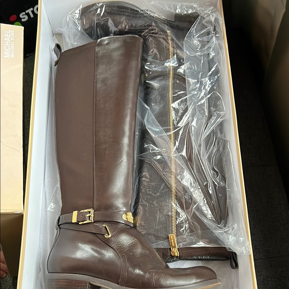 Michael Kors Brown Leather Riding Boots